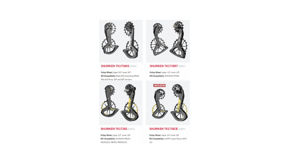 Vozíky přehazovačky Shuriken (Shimano, SRAM, Campagnolo)